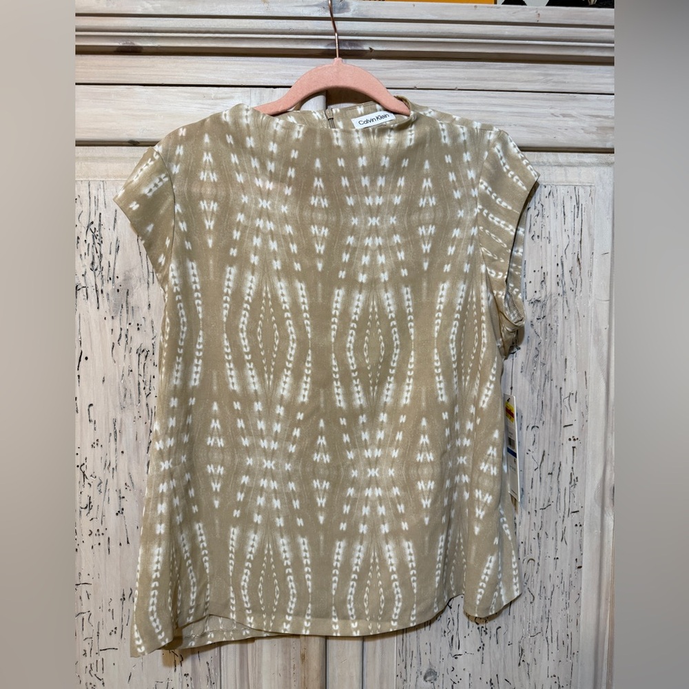 Calvin Klein PXL Tan Patterned Women's Top